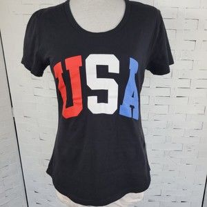 General Standart Womens Black USA Short Sleeve Shirt  Size Small